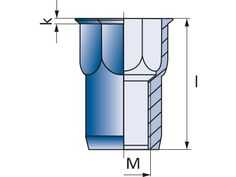 Заклепка М12 нержавеющая A2 полушестигранная уменьшенный бортик