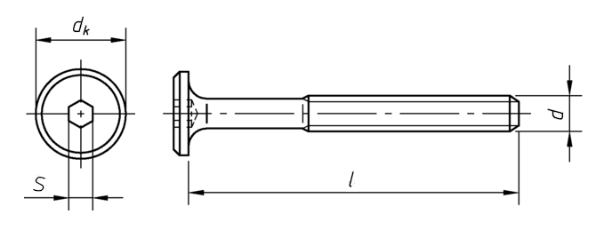 Винт М8 мебельный с плоской головкой стальной цинк