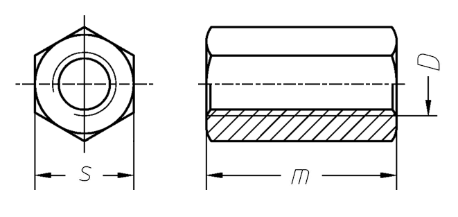 Гайка М8 DIN 6334 нержавеющая сталь А2