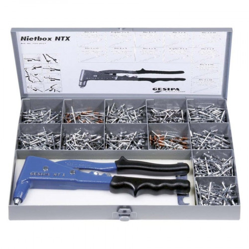 ЗАКЛЕПОЧНИК GESIPA NTX С НАБОРОМ ВЫТЯЖНЫХ ЗАКЛЕПОК