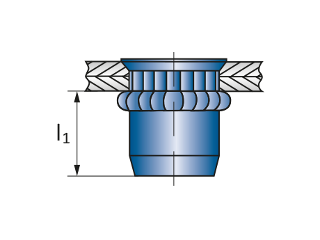 Заклепка резьбовая алюминиевая потайной бортик М5