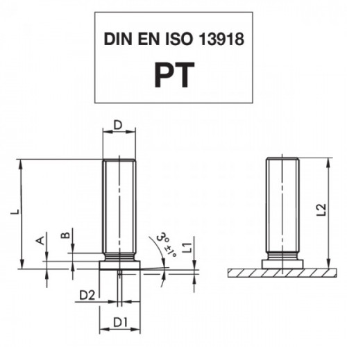 Шпилька приварная М3х40 алюминиевая PT