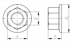 Гайка М10 DIN 6923 нержавеющая сталь А2