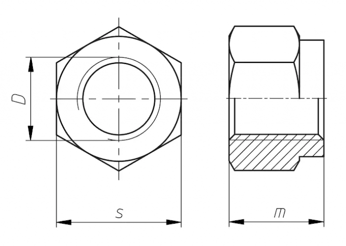 Гайка М4 DIN 6924 стальная 8 цинк