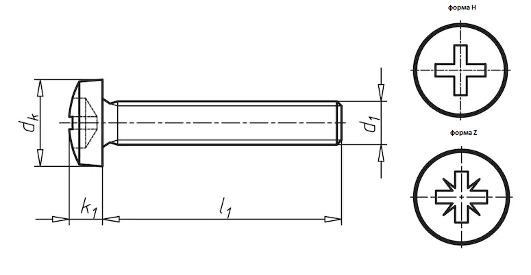 Винт М8 DIN 7985 PZ нержавеющая сталь А2