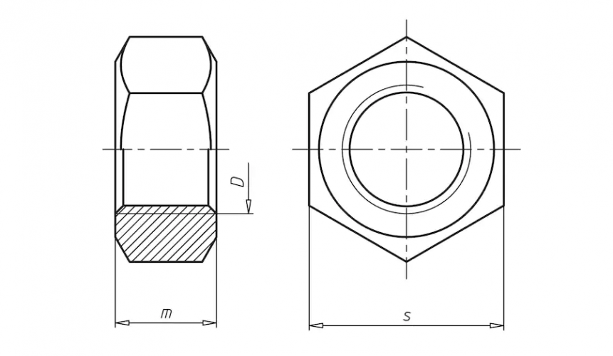 Гайка М24 DIN 934 стальная 12 без покрытия