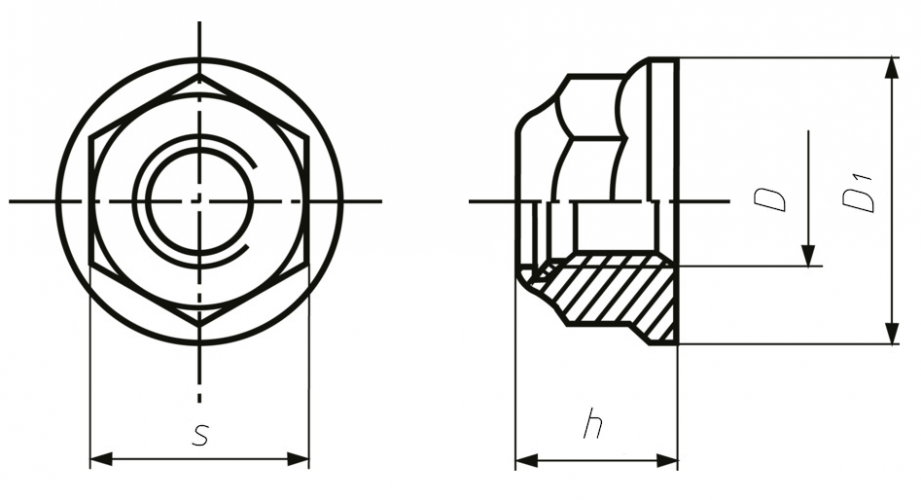 Гайка М12 DIN 6926 стальная 8 цинк