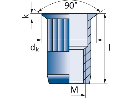 Заклепка нержавеющая A2 потайной бортик М5
