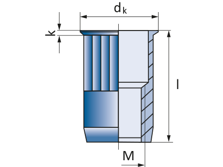 Заклепка резьбовая уменьшенный бортик М6