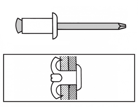 Заклепка лепестковая 4,8x45 Ал/сталь стандартный бортик