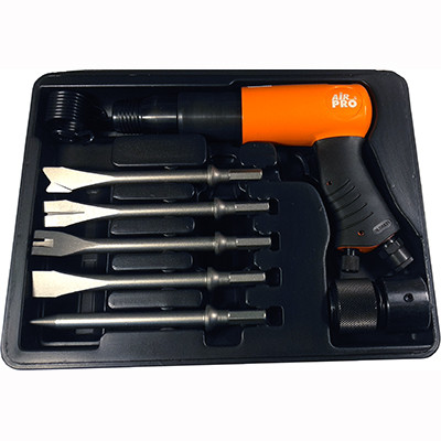 Молоток зубильный пневматический с комплектом зубил AIRPRO SA7103HK в кейсе﻿