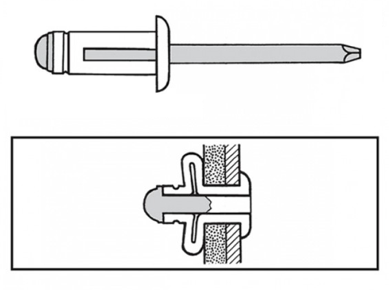 Заклепка распорная 4,0x13,6 Алюм/Алюм стандартный бортик
