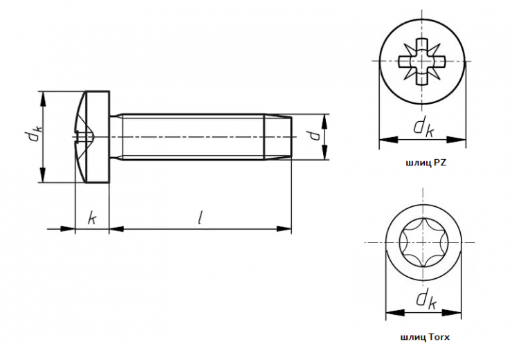 Винт М5 DIN 7500 С стальной цинк TORX